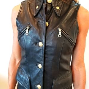 Leather black vest